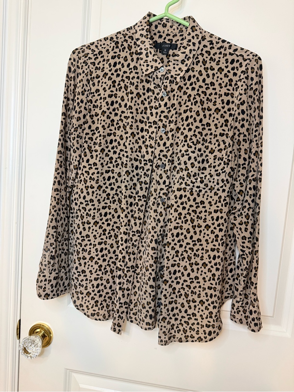J Crew Silk Leopard Print Shirt